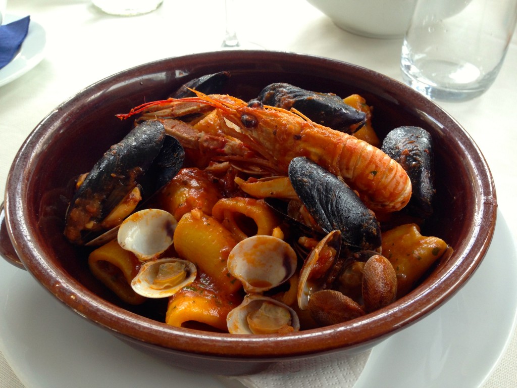 a fish stew common to the Adriatic and anywhere the Greeks founded a sea port in a harbor.